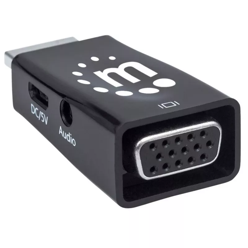 Manhattan HDMI-VGA muundur (heliga), 1080p, isane - emane, Micro-USB toitepesa lisavooluks vajadusel, must, kolmeaastane garantii