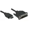 Manhattan HDMI-DVI-D 24+1 kaabel, 1 m, isane-isane, must, kahekordne ühendus, ühilduv DVI-D-ga, eluaegne garantii, samaväärne tootega HDDVIMM1M