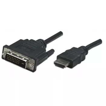 Manhattan HDMI-DVI-D 24+1 kaabel, 1 m, isane-isane, must, kahekordne ühendus, ühilduv DVI-D-ga, eluaegne garantii, samaväärne tootega HDDVIMM1M