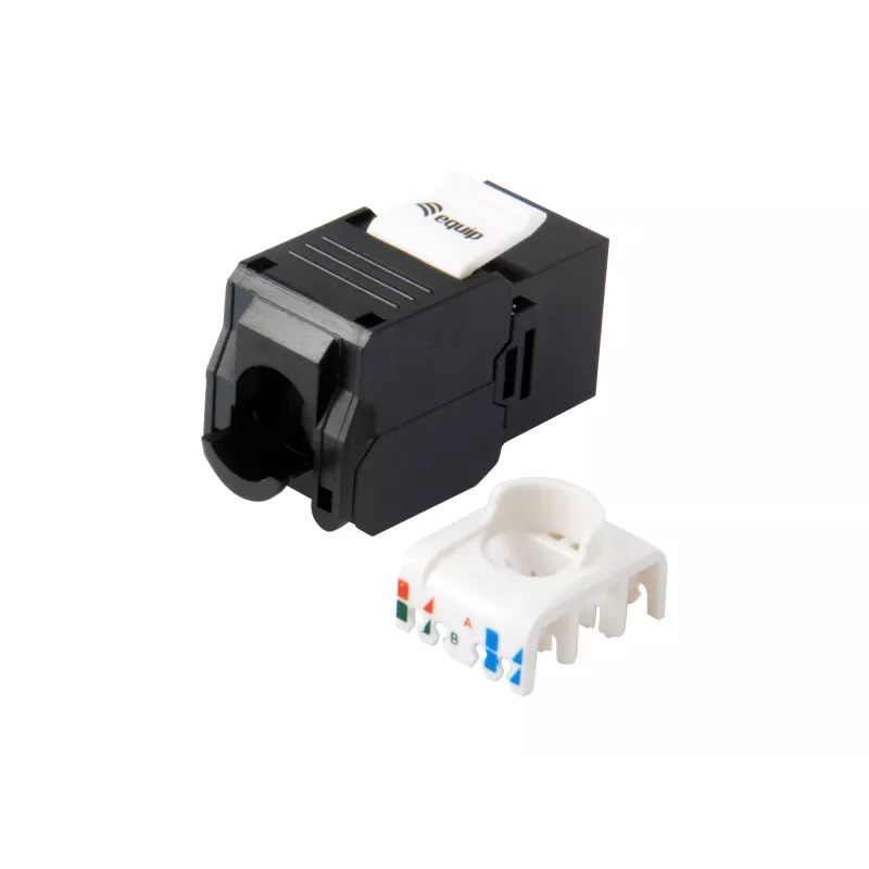 Equip Cat.6A varjestamata Keystone-pistikupesa tööriistavaba, RJ-45, LSA, must