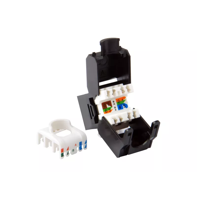 Equip Cat.6A varjestamata Keystone-pistikupesa tööriistavaba, RJ-45, LSA, must