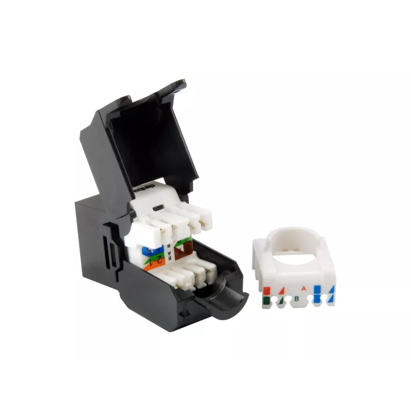 Equip Cat.6A varjestamata Keystone-pistikupesa tööriistavaba, RJ-45, LSA, must