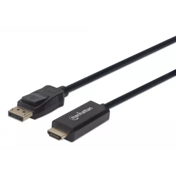 Manhattan DisplayPort 1.1 HDMI-kaabel, 1080p@60Hz, 1,8 m, isane-isasele, DP riiviga, must, mitte kahesuunaline, kolmeaastane garantii