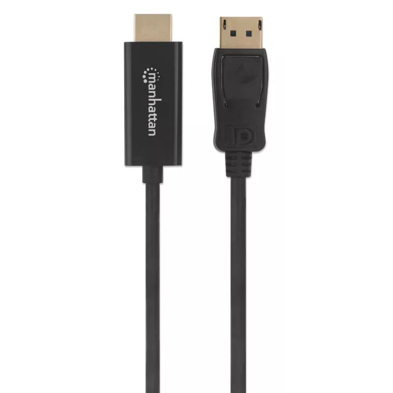 Manhattan DisplayPort 1.1 HDMI-kaabel, 1080p@60Hz, 1,8 m, isane-isasele, DP riiviga, must, mitte kahesuunaline, kolmeaastane garantii