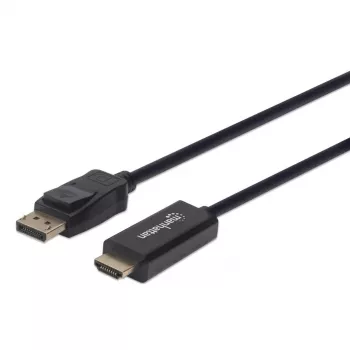 Manhattan DisplayPort 1.2 to HDMI kaabel, 4K@60Hz, 1.8m, Male to Male, DP With Latch, Must, Not Bi-Directional, Three Year Warranty, Equivalent to 6F-DP-HDMI-4K60-HDR (except 20cm shorter)