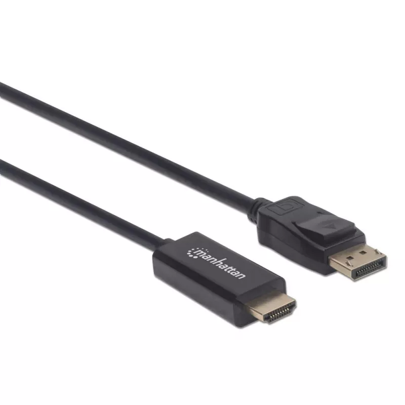 Manhattan DisplayPort 1.2 to HDMI kaabel, 4K@60Hz, 1.8m, Male to Male, DP With Latch, Must, Not Bi-Directional, Three Year Warranty, Equivalent to 6F-DP-HDMI-4K60-HDR (except 20cm shorter)