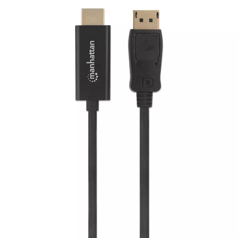 Manhattan DisplayPort 1.2 to HDMI kaabel, 4K@60Hz, 1.8m, Male to Male, DP With Latch, Must, Not Bi-Directional, Three Year Warranty, Equivalent to 6F-DP-HDMI-4K60-HDR (except 20cm shorter)