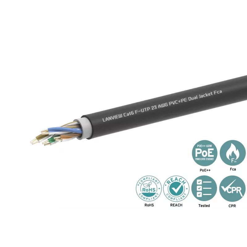 Võrgukaabel Lanview LVN-CAT6PE-2FUTP RJ45 CAT6 305M Must