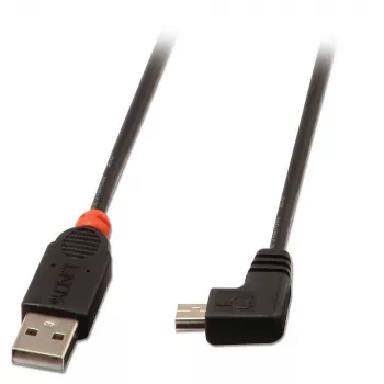 USB-kaabel Lindy USB2.0 A/Mini-B 90 kraadi 0,5 m