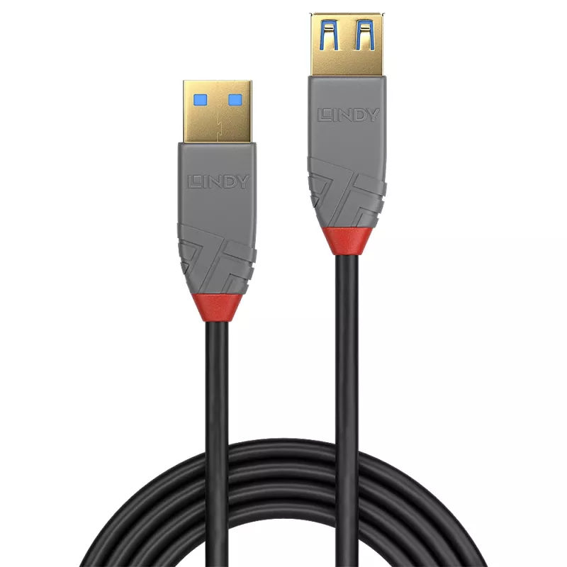 Lindy 0.5m USB 3.2 Type A pikenduskaabel, 5Gbps, Anthra Line
