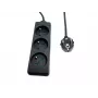 Pistikupesade jaotur MicroConnect MC-PS030150FRB — Prantsuse tüüpi, 3-kohaline, liigpingekaitsega pistikupesa