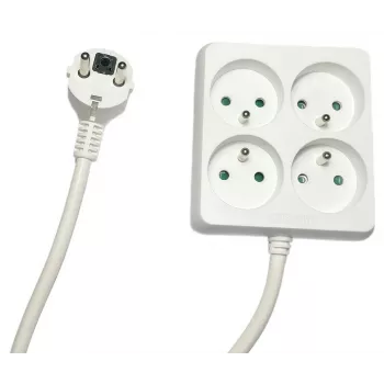 Microconnect MC-PSSQUARE040150FRW pikendusjuhe 1,5 m 4 vahelduvvoolu pistikupesa Siseruumides Valge