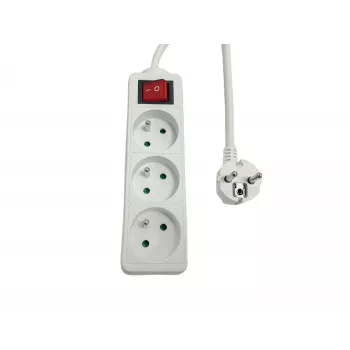 Pistikupesade jaotusplokk MicroConnect MC-PSOO030150FRW 3-suunaline individuaalsete sisse/välja lülititega