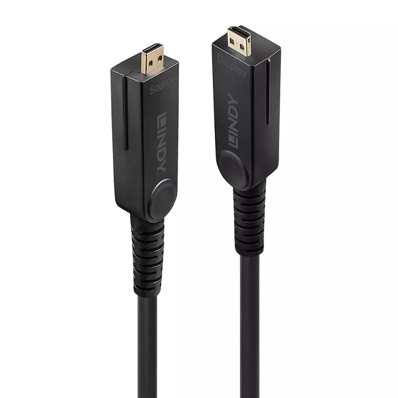 Lindy 20m kiudoptiline hübriidne Micro-HDMI 18G kaabel eemaldatavate HDMI ja DVI pistikutega