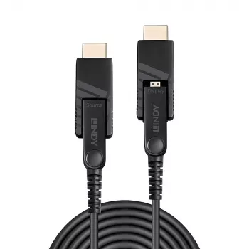 Lindy 50m fiiberoptiline hübriidne Micro-HDMI 18G kaabel eemaldatavate HDMI ja DVI pistikutega