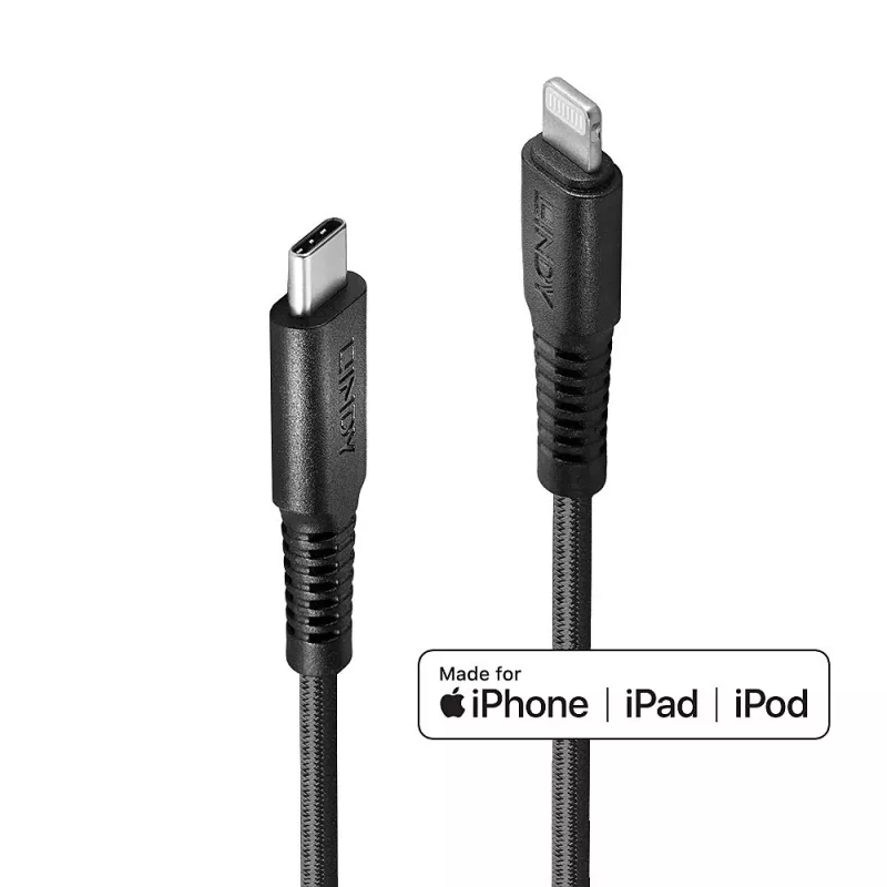 Lindy 3m tugevdatud USB Type C to Lightning kaabel