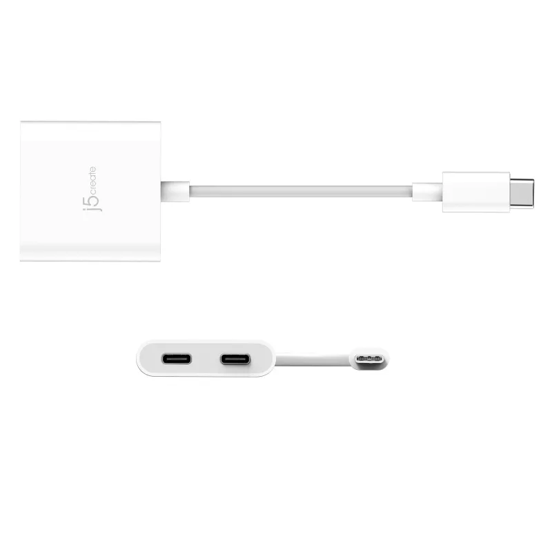 USB-C kuni kahe USB-C adapter j5create JCA164-N 3840x2160 240Hz