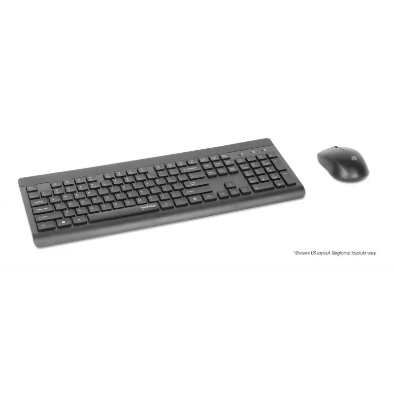 Klaviatuur Manhattan 180771 juhtmevaba QWERTY Must Hiir kaasas