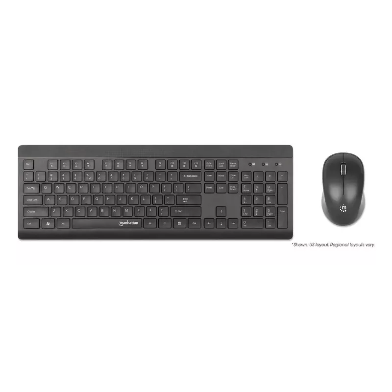 Klaviatuur Manhattan 180771 juhtmevaba QWERTY Must Hiir kaasas
