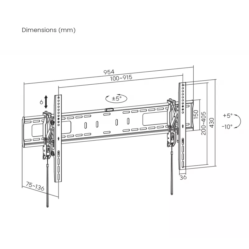Manhattan TV & Monitor Mount Anti Theft Wall Tilt 43-100 Must