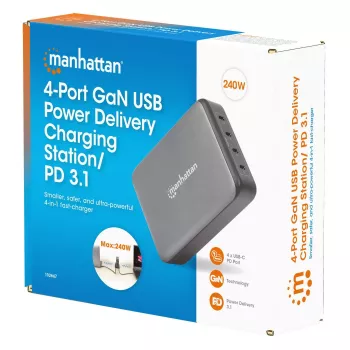 Laadur Manhattan Four USB-C PD Ports 140W pordi kohta 240W kokku