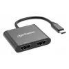 Mitmepordiline adapter Manhattan 154321 USB USB-C 2 HDMI-le USB-A ja 100 W toiteedastusega