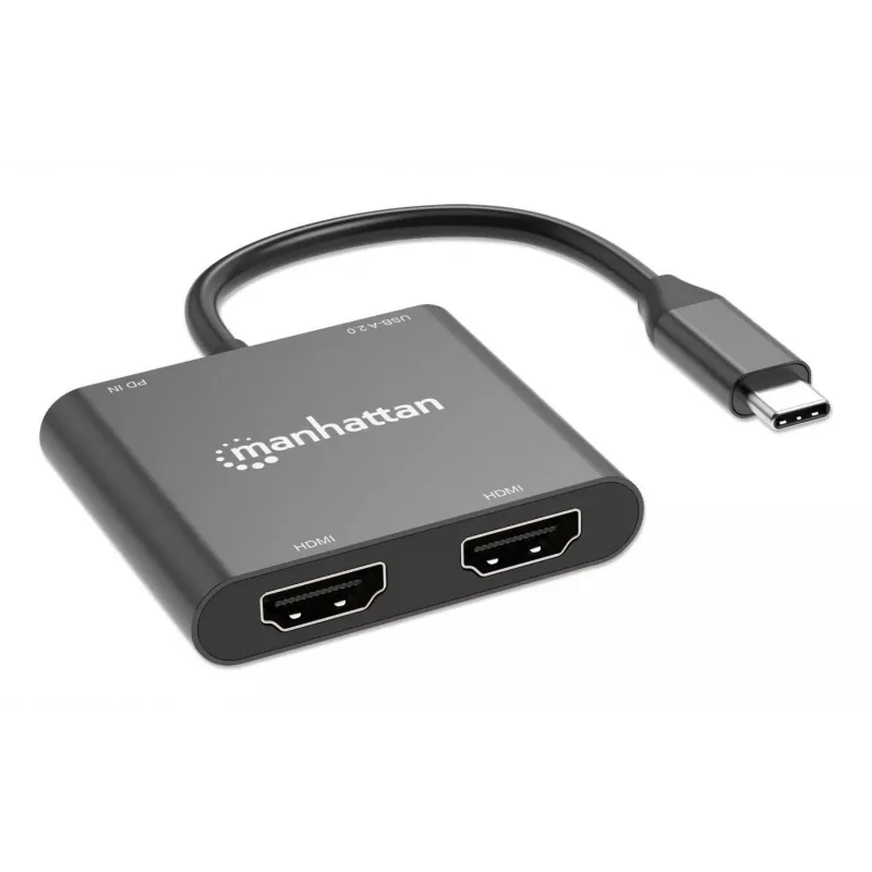 Mitmepordiline adapter Manhattan 154321 USB USB-C 2 HDMI-le USB-A ja 100 W toiteedastusega