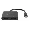 Mitmepordiline adapter Manhattan 154321 USB USB-C 2 HDMI-le USB-A ja 100 W toiteedastusega