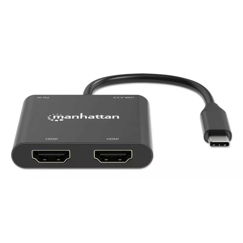 Mitmepordiline adapter Manhattan 154321 USB USB-C 2 HDMI-le USB-A ja 100 W toiteedastusega