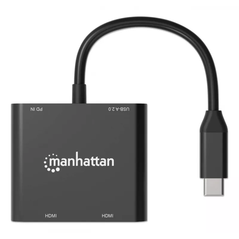 Mitmepordiline adapter Manhattan 154321 USB USB-C 2 HDMI-le USB-A ja 100 W toiteedastusega