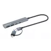 USB-C ja USB-A kombodokk/jaotur Manhattan 4 porti 5 Gbps alumiinium