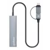 USB-C ja USB-A kombodokk/jaotur Manhattan 4 porti 5 Gbps alumiinium