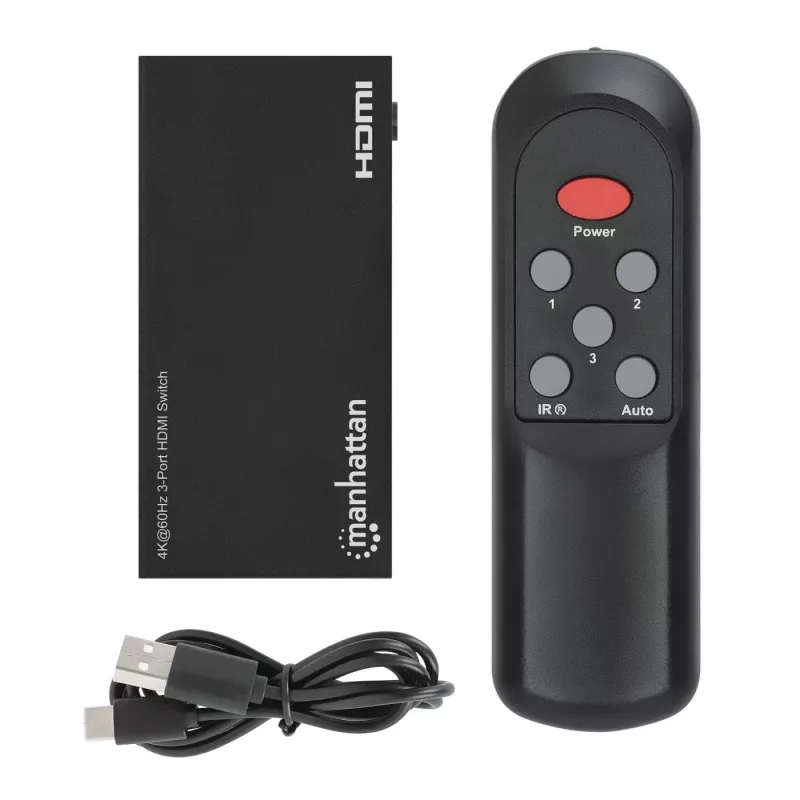 HDMI Switch 3x1 MANHATTAN 18G Automatic Manual IR Remote Control Must