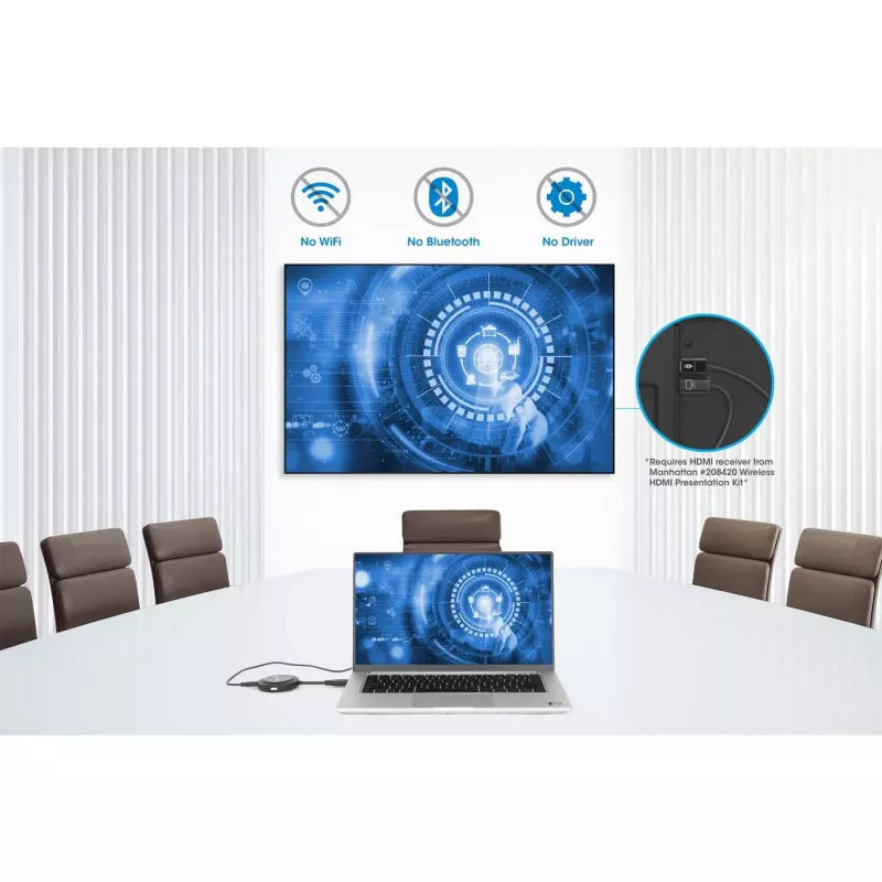 AV saatja Manhattan 208444 Must 1920x1080 30 m Juhtmevaba USB-C
