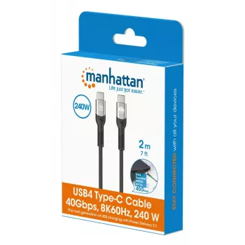 USB-C isane - USB-C isane kaabel Manhattan 2m USB4 Gen 3x2 8K 60Hz
