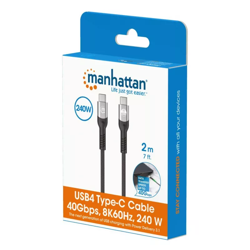 USB-C isane - USB-C isane kaabel Manhattan 2m USB4 Gen 3x2 8K 60Hz