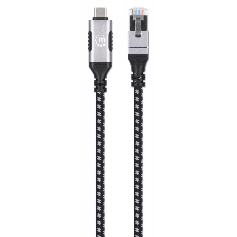 Manhattan USB-C kuni Gigabit võrk Ethernet RJ45 kaabel 2m Must/Hõbedane