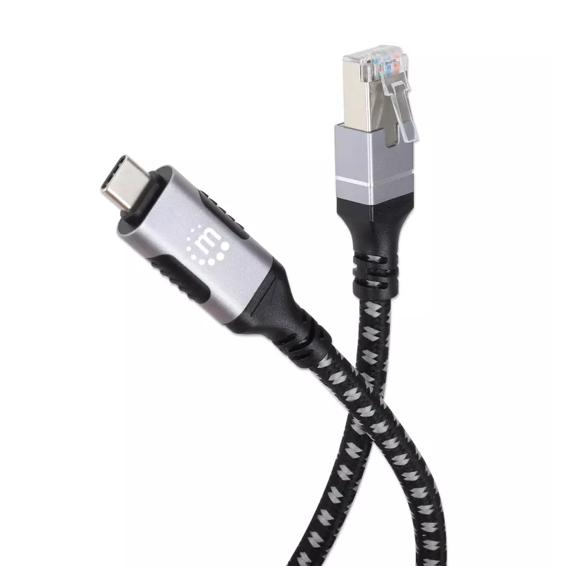Manhattan USB-C kuni Gigabit võrk Ethernet RJ45 kaabel 2m Must/Hõbedane