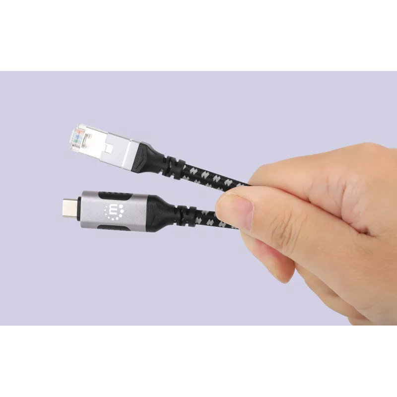 Manhattan USB-C kuni Gigabit võrk Ethernet RJ45 kaabel 2m Must/Hõbedane