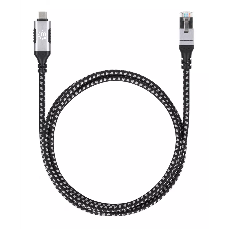 Manhattan USB-C kuni Gigabit võrk Ethernet RJ45 kaabel 2m Must/Hõbedane
