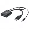 Manhattan HDMI-VGA (heli) muundurkaabel, 1080p, 30 cm, isane–emane, Micro-USB toitesisend lisatoiteks vajadusel, must, kolmeaastane garantii