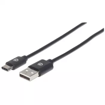 Manhattan USB-C to USB-A kaabel, 1 m, isane-isanele, must, 480 Mbit/s (USB 2.0), Hi-Speed USB, eluaegne garantii, võrdväärne USB2AC1M-ga