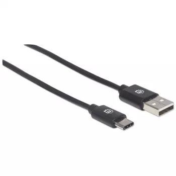 Manhattan USB-C to USB-A kaabel, 1 m, isane-isanele, must, 480 Mbit/s (USB 2.0), Hi-Speed USB, eluaegne garantii, võrdväärne USB2AC1M-ga