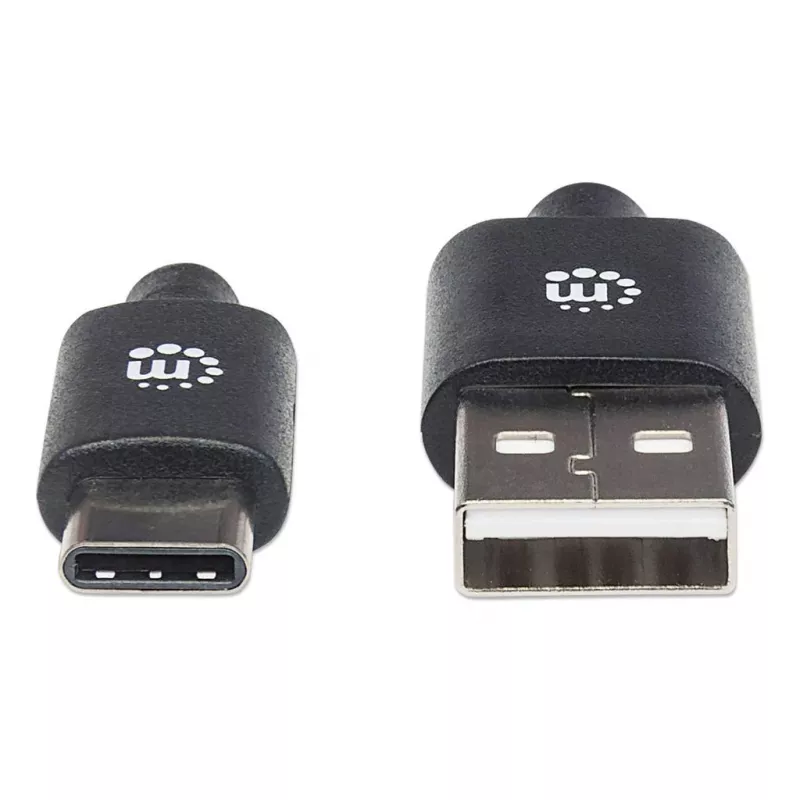 Manhattan USB-C to USB-A kaabel, 1 m, isane-isanele, must, 480 Mbit/s (USB 2.0), Hi-Speed USB, eluaegne garantii, võrdväärne USB2AC1M-ga