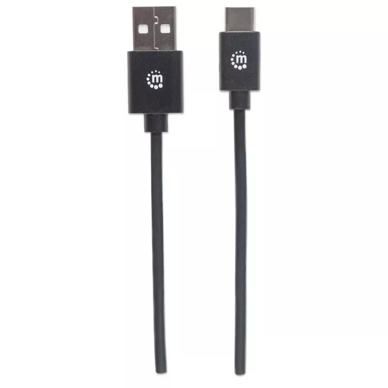 Manhattan USB-C to USB-A kaabel, 1 m, isane-isanele, must, 480 Mbit/s (USB 2.0), Hi-Speed USB, eluaegne garantii, võrdväärne USB2AC1M-ga