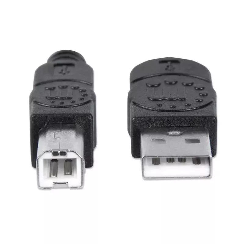 Manhattan USB-A isane USB-B isasele kaabel, 5 m, 480 Mbit/s (USB 2.0), Hi-Speed USB, must, eluaegne garantii, samaväärne USB2HAB5M-ga.
