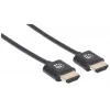 Manhattan HDMI kaabel Ethernetiga (ülipuhas), 4K@60Hz (Premium High Speed), 0,5 m, isane-isane, must, Ultra HD 4k x 2k, täielikult varjestatud, kullatud kontaktid, eluaegne garantii