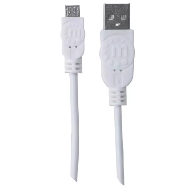 Manhattani USB-A – Micro-USB kaabel, 1 m, isane-isane, valge, 480 Mbit/s (USB 2.0), Hi-Speed USB, eluaegne garantii, võrdväärne tootega USBPAUB1MW.