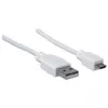Manhattan USB-A – mikro-USB-kaabel, 1,8 m, isane-isanele, 480 Mbit/s (USB 2.0), Hi-Speed USB, valge, eluaegne garantii
