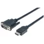 Manhattan HDMI-DVI-D 24+1 kaabel, 3 m, isane-isanele, must, kahe kanaliga, ühildub DVD-D-ga, eluaegne garantii, võrdväärne HDDVIMM3M-ga